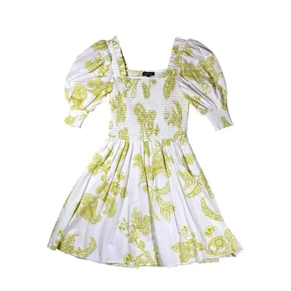 Revolve x 1State Puff Sleeve Smocked Paisley Mini Dress - S - Picture 1 of 5